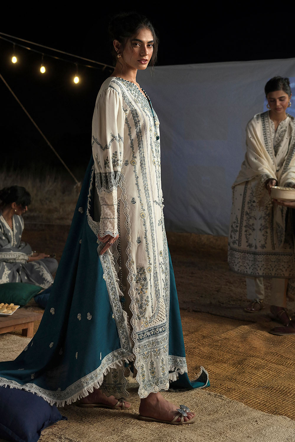 3 Piece Embroidered Khaddar Suit with Embroidered Khaddar Dupatta