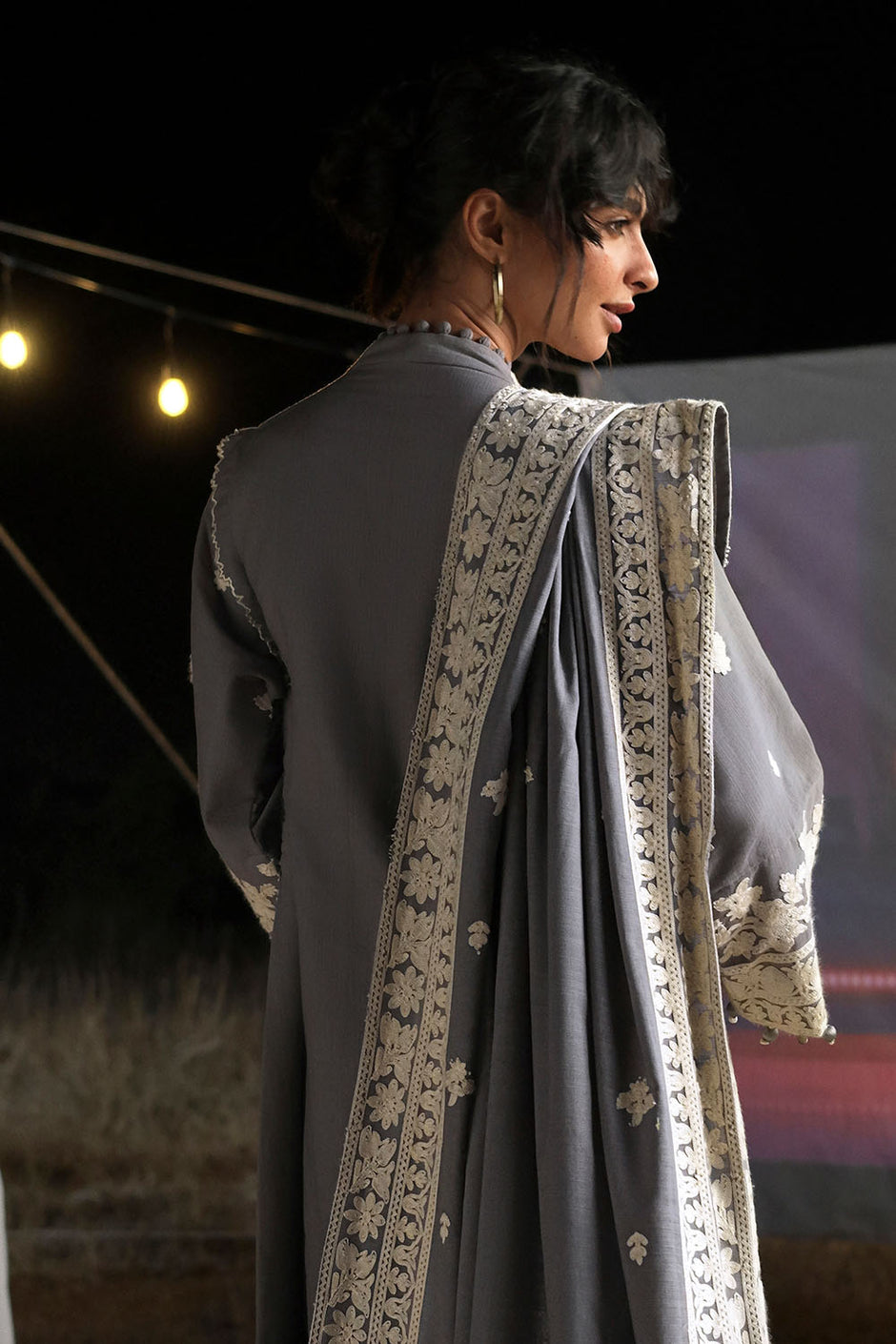 3 Piece Embroidered Khaddar Suit with Embroidered Khaddar Dupatta