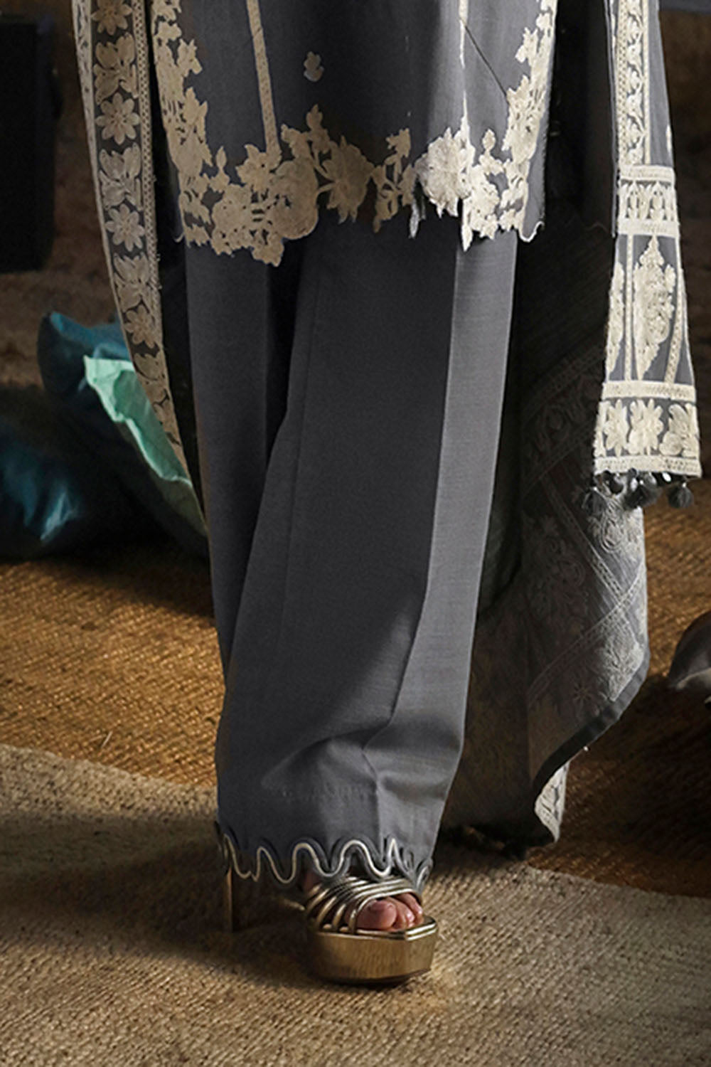 3 Piece Embroidered Khaddar Suit with Embroidered Khaddar Dupatta