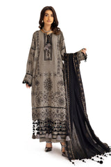 3 Piece Embroidered Khaddar Suit with Trouser Border and Dupatta K-52031