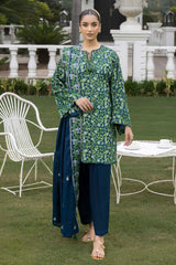 3 Piece Unstitched Printed Khaddar Shirt with Embroidered Khaddar Dupatta K-52004