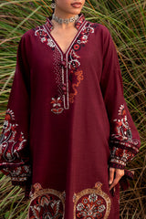 2 Piece Embroidered Khaddar Suit with Borders and Pockets Lace TK-52002