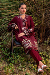 2 Piece Embroidered Khaddar Suit with Borders and Pockets Lace TK-52002