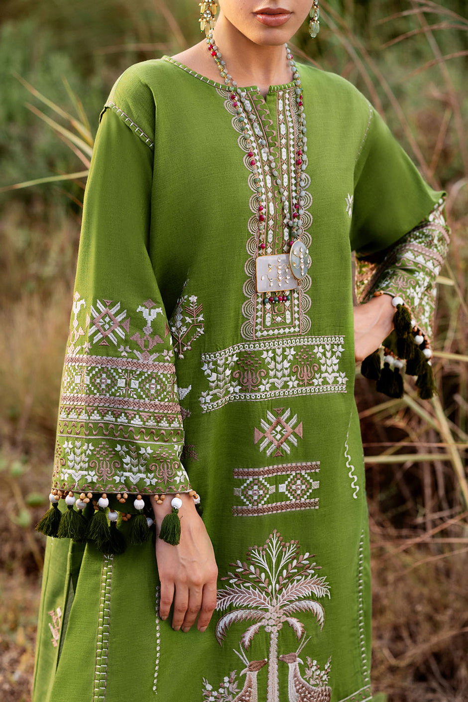 2 Piece Embroidered Khaddar Suit with Borders TK-52004