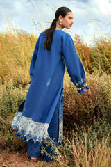 2 Piece Embroidered Khaddar Suit with Borders and Sleeve Bunches on Organza TK-52007