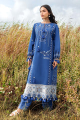 2 Piece Embroidered Khaddar Suit with Borders and Sleeve Bunches on Organza TK-52007