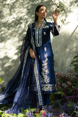 3 Piece Embroidered Lawn Suit with Embroidered Borders and Embroidered Khaddi Net Dupatta