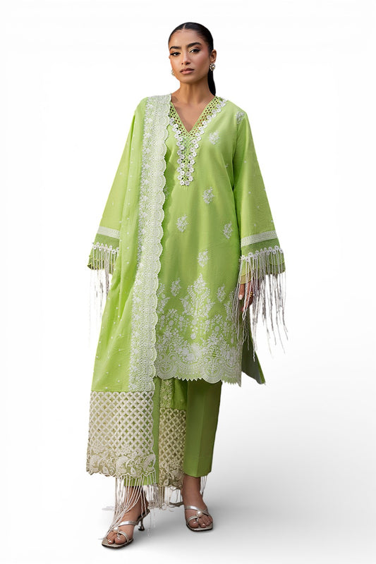 3 Piece Embroidered Jacquard Suit with Embroidered Denting Dupatta DN-52045