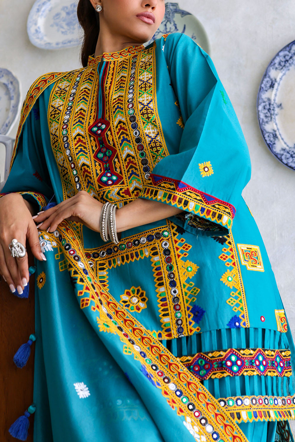 3 Piece Embroidered Lawn Suit with Lawn Dupatta and Borders