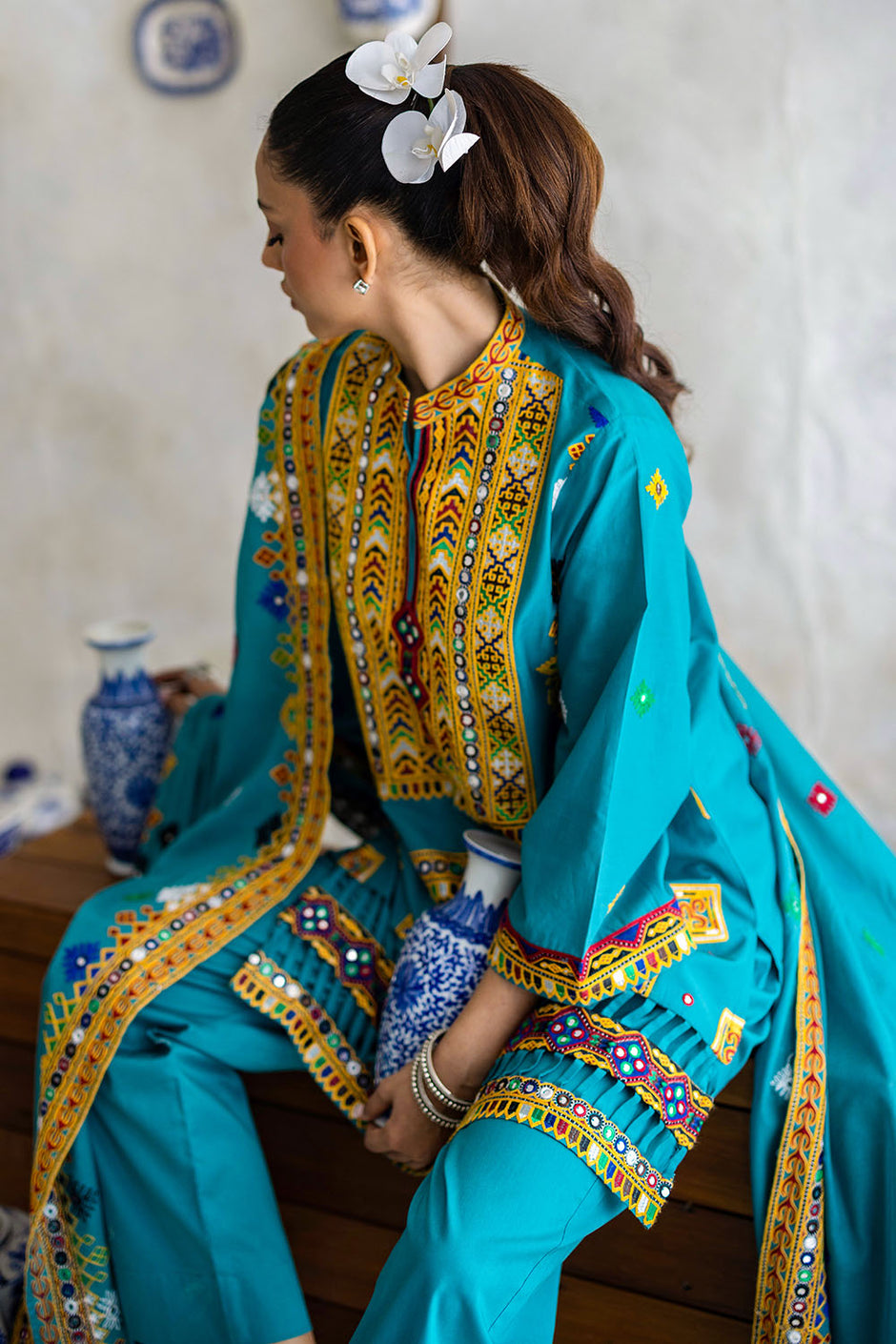 3 Piece Embroidered Lawn Suit with Lawn Dupatta and Borders