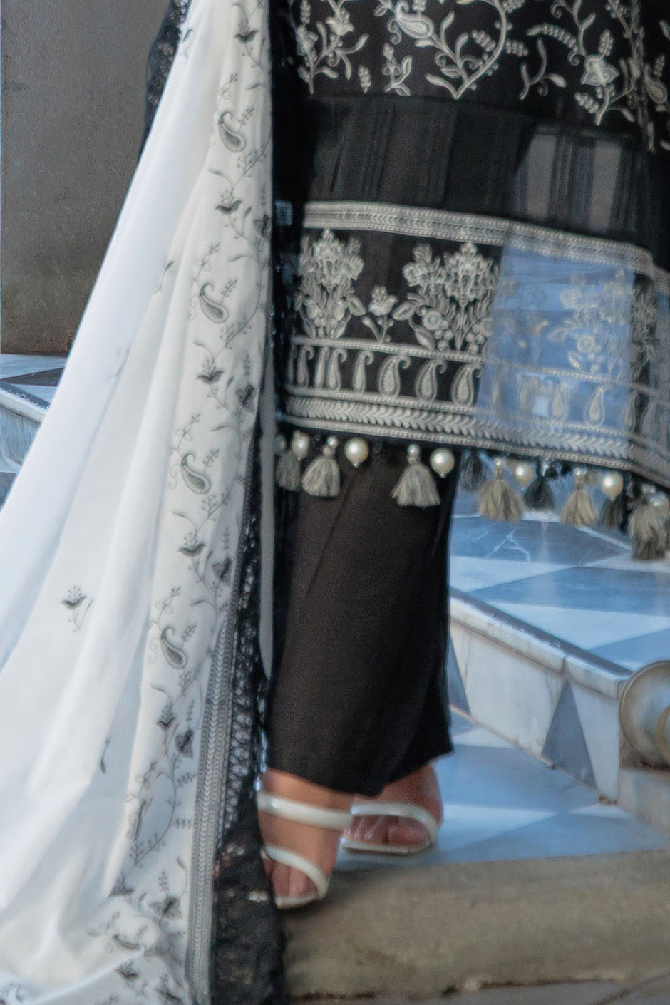 3 Piece Embroidered Lawn Suit with Embroidered Denting Dupatta