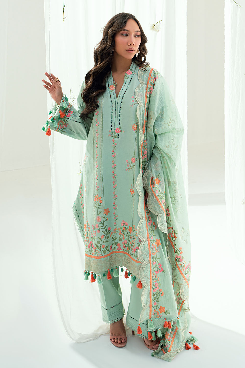 3 Piece Embroidered Lawn Suit with Embroidered Denting Dupatta DN-62026