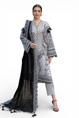 3 Piece Embroidered Lawn Suit with Embroidered Denting Dupatta DN-62040