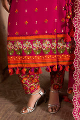 3 Piece Printed Lawn Suit with Embroidered Denting Dupatta and Printed Trouser DN-62014