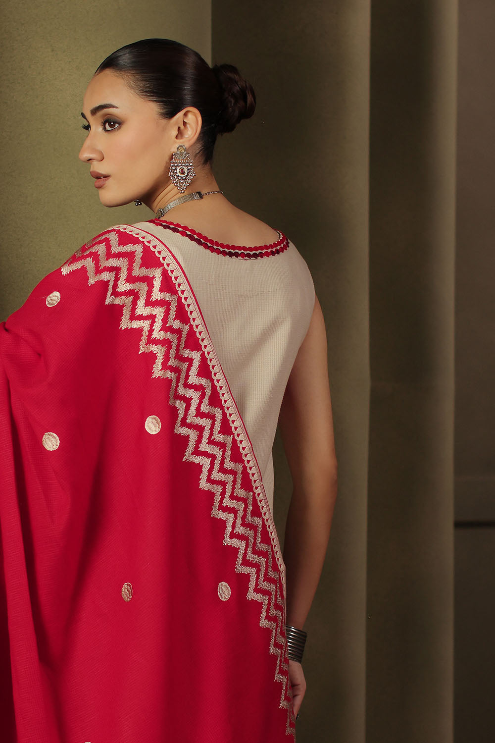 3 Piece Embroidered Linen Stripe Suit