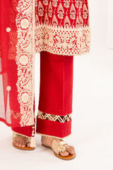 3 Piece Embroidered Khaddar Suit with Net Dupatta CN-52006