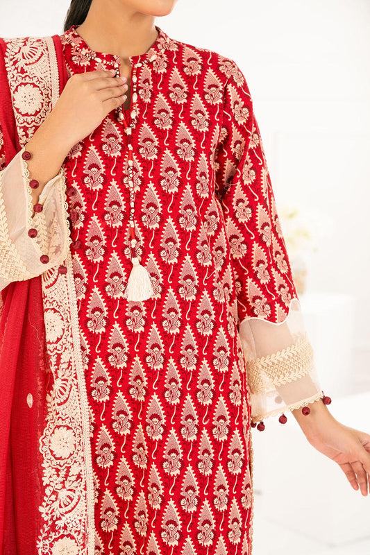 3 Piece Embroidered Khaddar Suit with Net Dupatta CN-52006