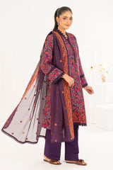 3 Piece Embroidered Khaddar Suit with Net Dupatta CN-52007