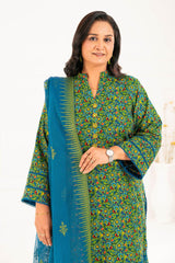 3 Piece Embroidered Khaddar Suit with Net Dupatta CN-52008