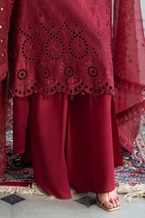 3 Piece Schiffli Embroidered Lawn Suit with Sequins Neckline and Net Dupatta FE-52015