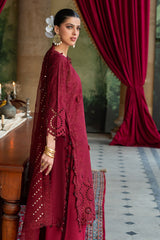 3 Piece Schiffli Embroidered Lawn Suit with Sequins Neckline and Net Dupatta FE-52015