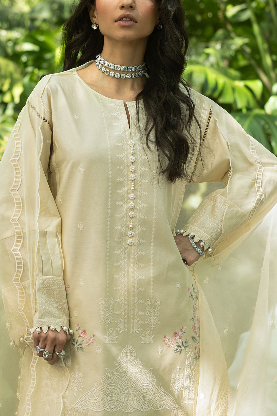 3 Piece Embroidered Lawn Suit and Embroidered Organza Dupatta