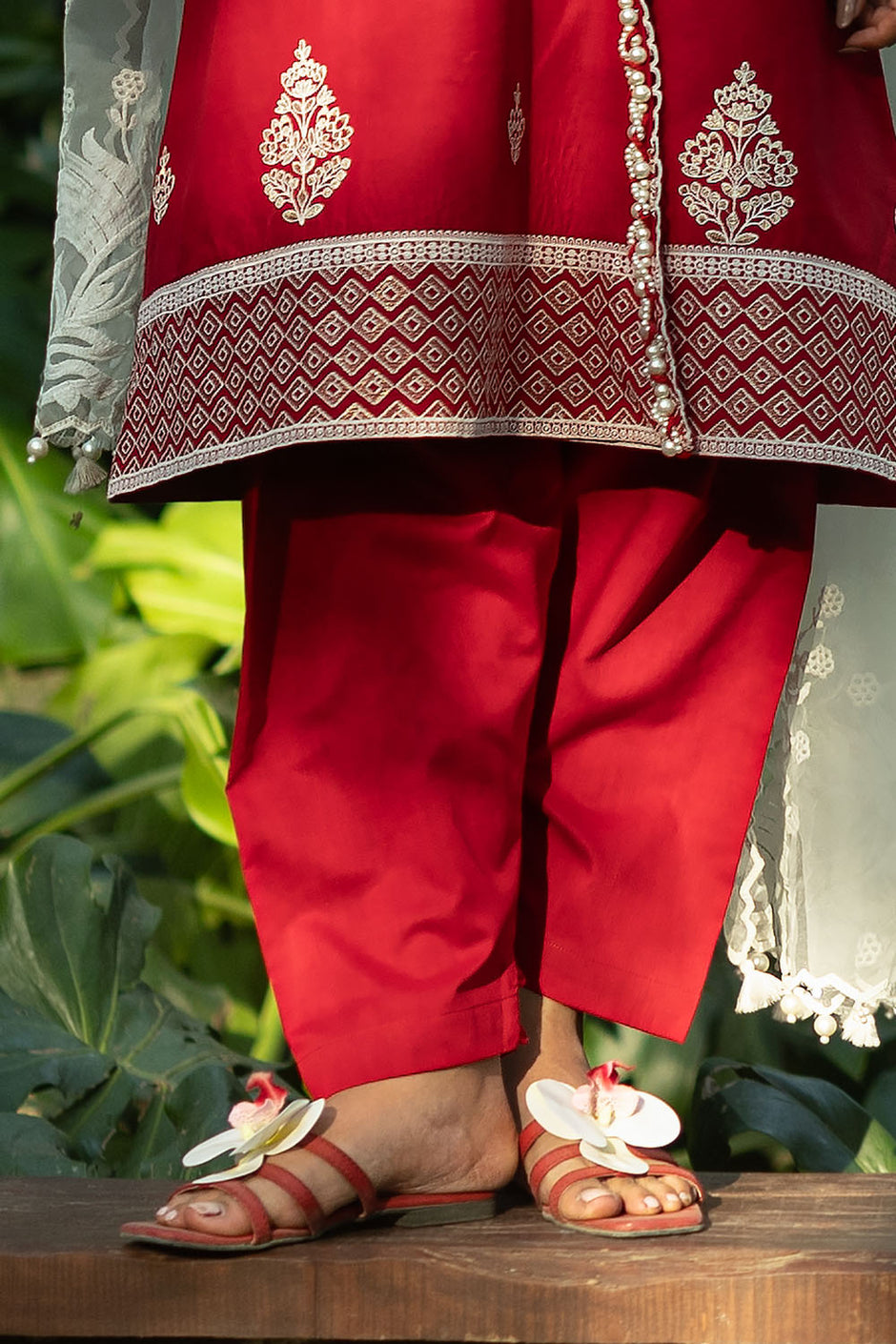 3 Piece Embroidered Lawn Suit with Embroidered Organza Borders and Embroidered Organza Dupatta