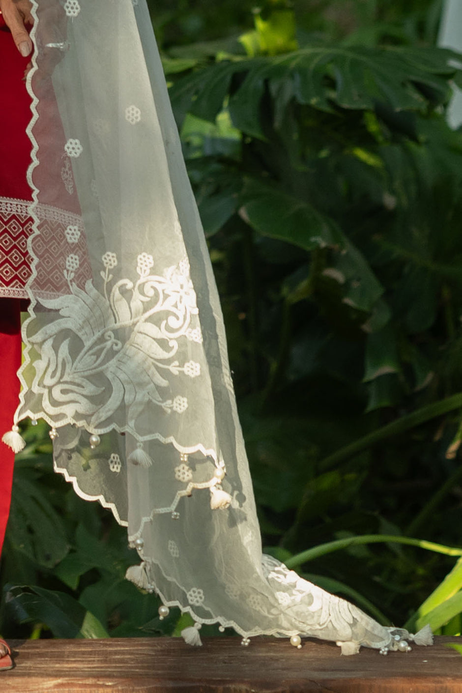 3 Piece Embroidered Lawn Suit with Embroidered Organza Borders and Embroidered Organza Dupatta