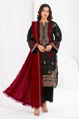 3 Piece Embroidered Khaddar Suit with Pashmina Shawl AP-52013
