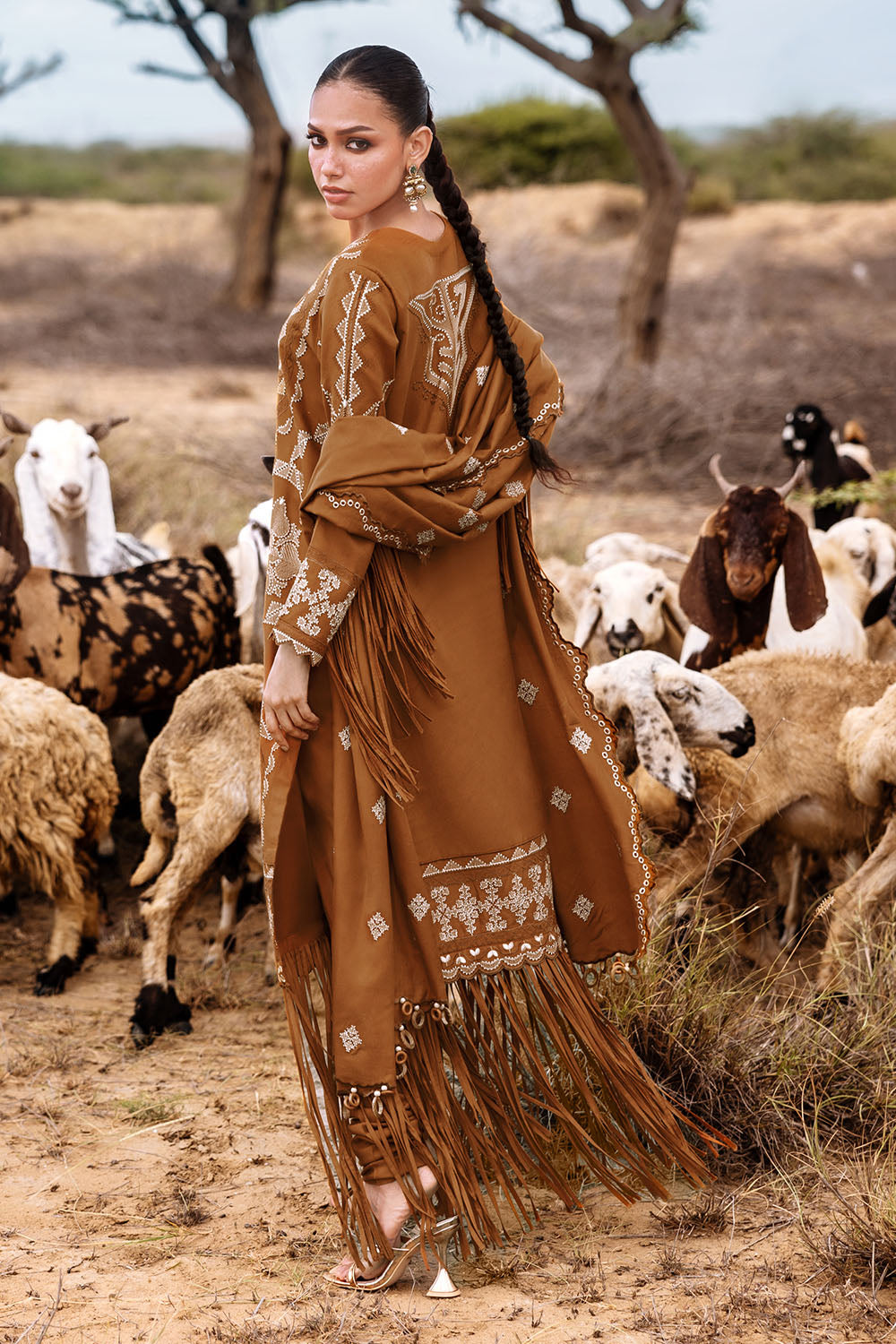 3 Piece Unstitched Embroidered Pashmina Suit with Embroidered Shawl AP-52004