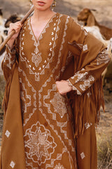 3 Piece Unstitched Embroidered Pashmina Suit with Embroidered Shawl AP-52004