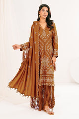 3 Piece Unstitched Embroidered Pashmina Suit with Embroidered Shawl AP-52004