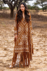 3 Piece Unstitched Embroidered Pashmina Suit with Embroidered Shawl AP-52004