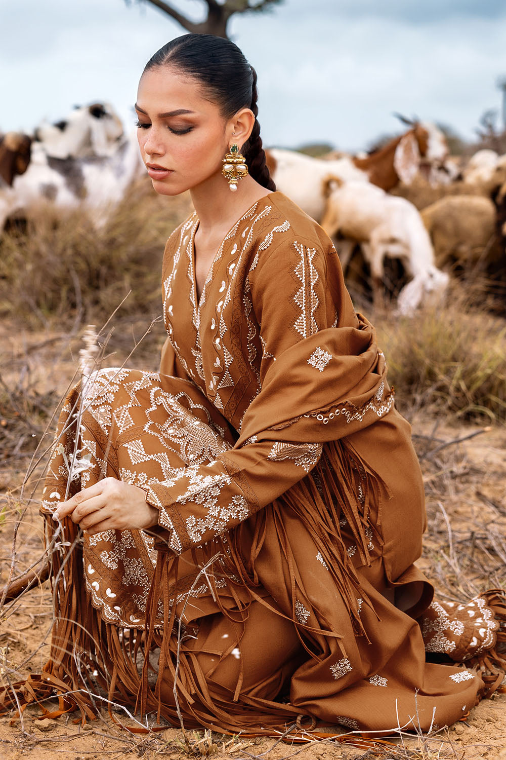 3 Piece Unstitched Embroidered Pashmina Suit with Embroidered Shawl AP-52004