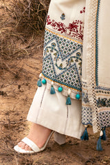 3 Piece Unstitched Embroidered Pashmina Suit with Embroidered Shawl and Pallu AP-52006