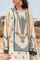 3 Piece Unstitched Embroidered Pashmina Suit with Embroidered Shawl and Pallu AP-52006