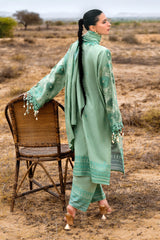 3 Piece Unstitched Embroidered Pashmina Suit with Embroidered Shawl and Pallu AP-52009