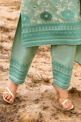 3 Piece Unstitched Embroidered Pashmina Suit with Embroidered Shawl and Pallu AP-52009