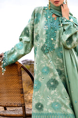 3 Piece Unstitched Embroidered Pashmina Suit with Embroidered Shawl and Pallu AP-52009