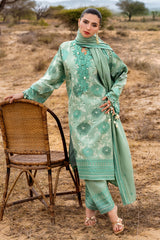 3 Piece Unstitched Embroidered Pashmina Suit with Embroidered Shawl and Pallu AP-52009