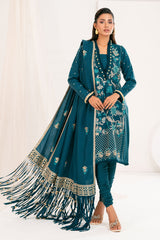 3 Piece Unstitched Embroidered Pashmina Suit with Embroidered Shawl AP-52010