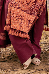 3 Piece Unstitched Embroidered Pashmina Suit with Embroidered Shawl AP-52011