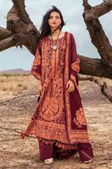 3 Piece Unstitched Embroidered Pashmina Suit with Embroidered Shawl AP-52011