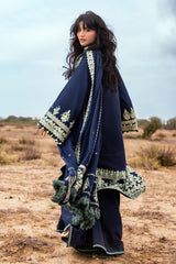 3 Piece Unstitched Embroidered Pashmina Suit with Embroidered Shawl and Pallu AP-52012