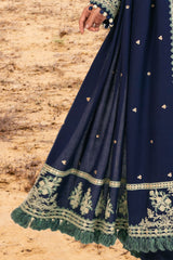 3 Piece Unstitched Embroidered Pashmina Suit with Embroidered Shawl and Pallu AP-52012