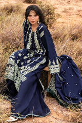 3 Piece Unstitched Embroidered Pashmina Suit with Embroidered Shawl and Pallu AP-52012