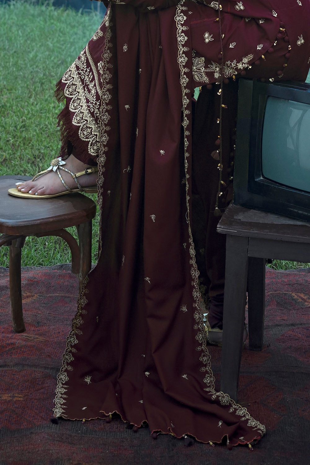 3 Piece Embroidered Pashmina Suit with Embroidered Pashmina Dupatta