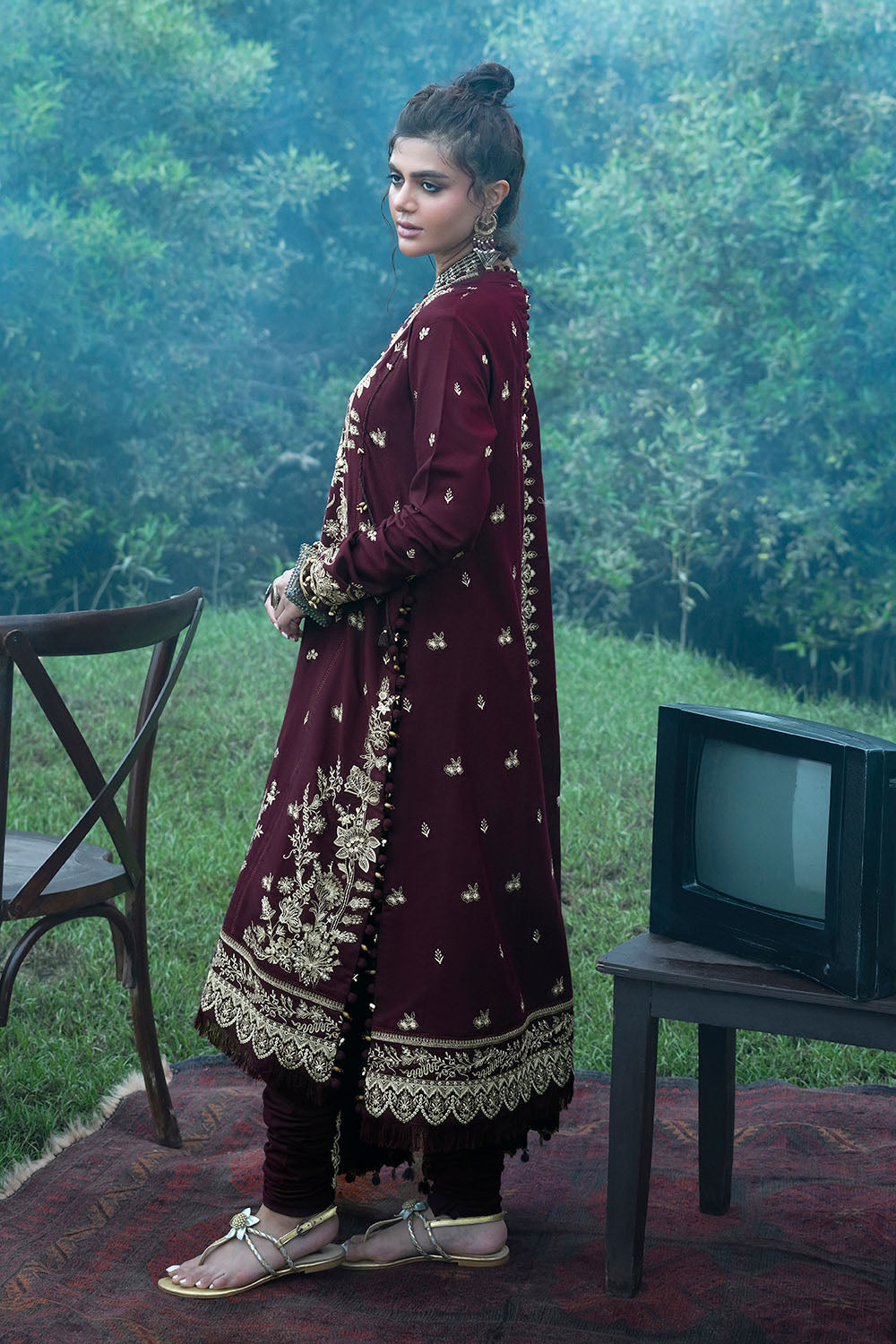 3 Piece Embroidered Pashmina Suit with Embroidered Pashmina Dupatta