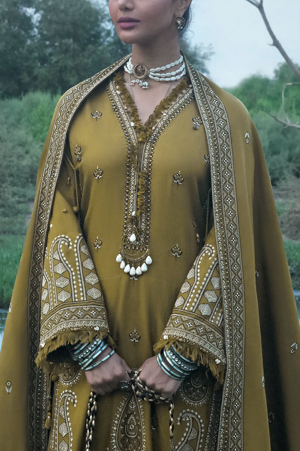 3 Piece Embroidered Pashmina Suit with Embroidered Pashmina Dupatta