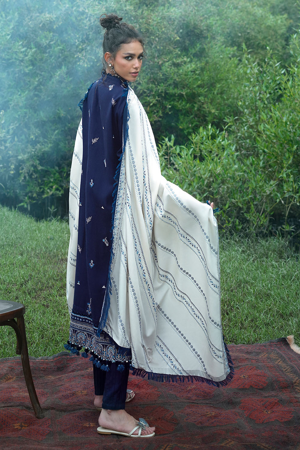 3 Piece Embroidered Pashmina Suit with Embroidered Pashmina Dupatta